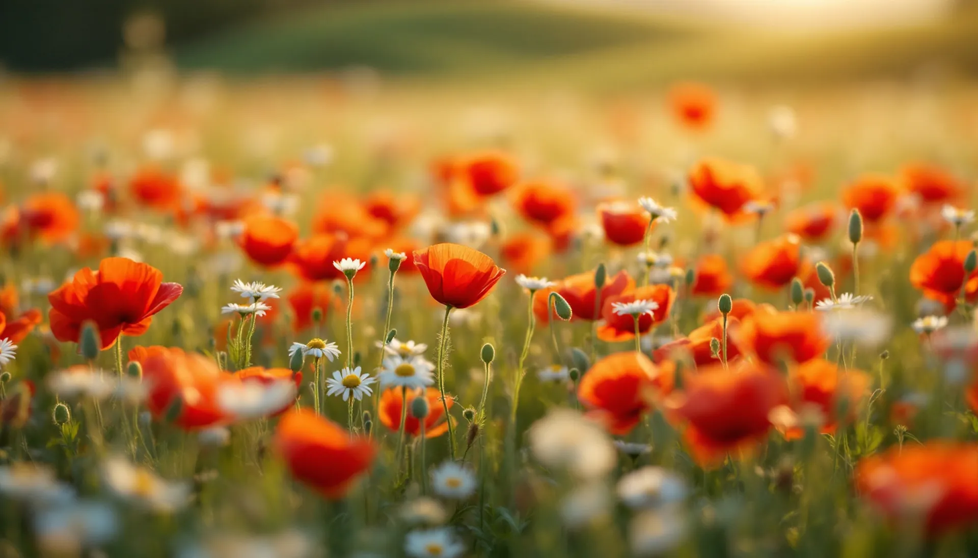 A wildflower meadow full of red poppies and white daisies at morning, WalletMeadow personal loan requests $100 to $5,000